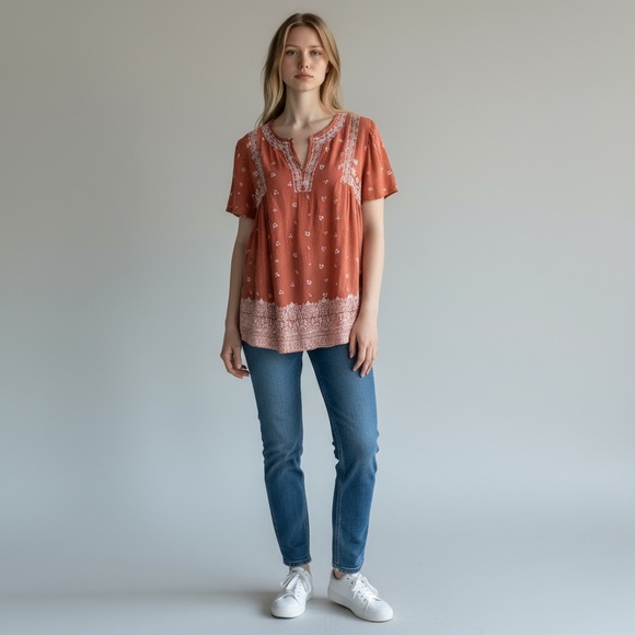 Knox Rose Tops - NWT Knox Rose Boho Embroidered Top